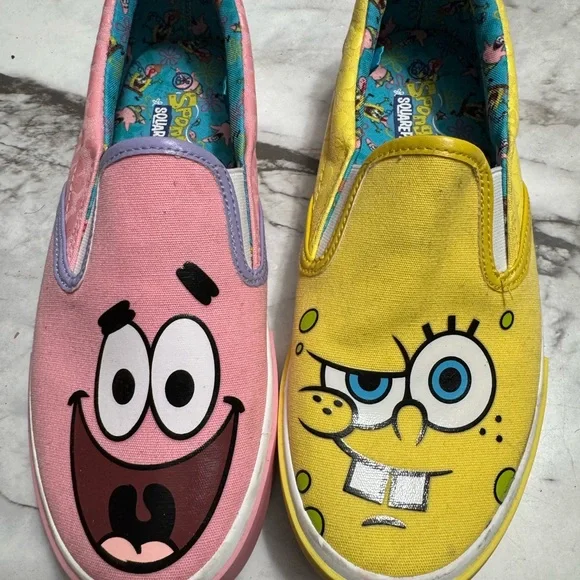 SpongeBob SquarePants Pink and Yellow Character Slip-Ons - Picture 1 of 3